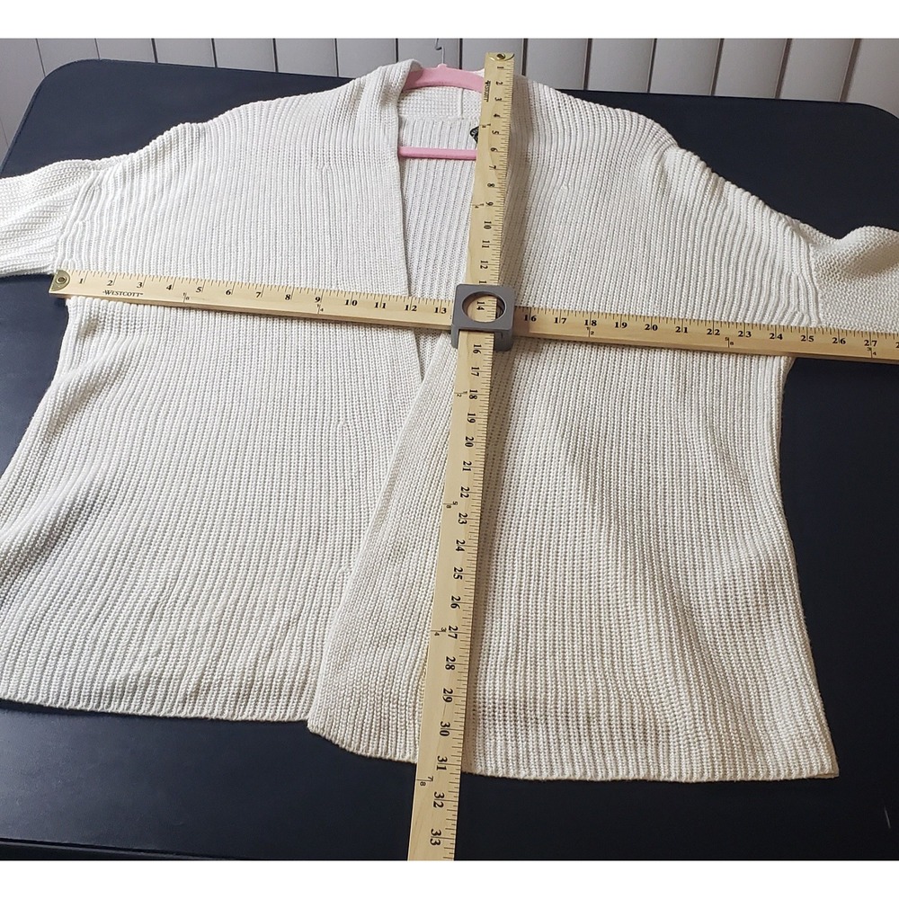 Eileen Fisher White Organic Cotton Tencel Ribbed Open Front Cardigan Sweater SP - Picture 5 of 7